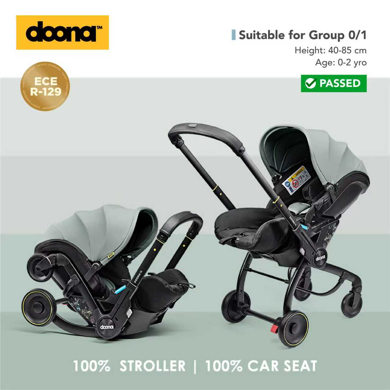 doona x car seat & stroller dusty sage Doona X Car Seat & Stroller - Dusty Sage